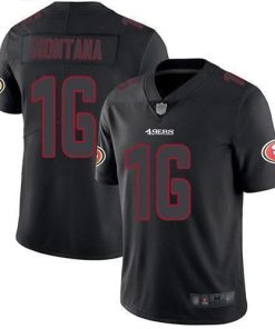 Nike 49ers #16 Joe Montana Black Men's Stitched NFL Limited Rush Impact Jersey