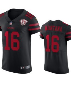 Nike 49ers #16 Joe Montana Black Alternate Men's 75th Anniversary Stitched NFL Vapor Untouchable Elite Jersey