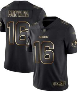 Nike 49ers #16 Joe Montana Black/Gold Men's Stitched NFL Vapor Untouchable Limited Jersey