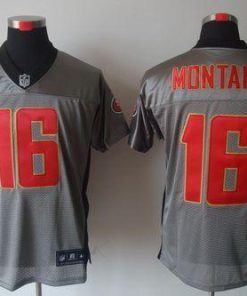 Nike 49ers #16 Joe Montana Grey Shadow Men's Stitched NFL Elite Jersey