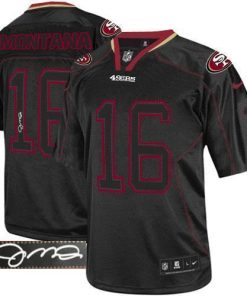 Nike 49ers #16 Joe Montana Lights Out Black Men's Stitched NFL Elite Autographed Jersey