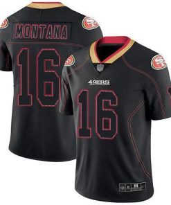 Nike 49ers #16 Joe Montana Lights Out Black Men's Stitched NFL Limited Rush Jersey