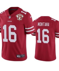 Nike 49ers #16 Joe Montana Red Men's 75th Anniversary Stitched NFL Vapor Untouchable Limited Jersey