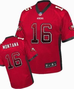 Nike 49ers #16 Joe Montana Red Team Color Men's Stitched NFL Elite Drift Fashion Jersey