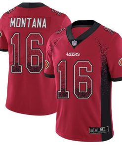 Nike 49ers #16 Joe Montana Red Team Color Men's Stitched NFL Limited Rush Drift Fashion Jersey