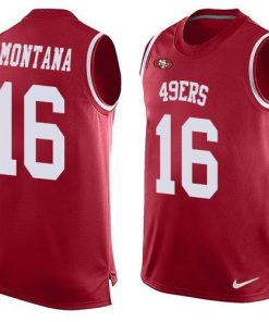 Nike 49ers #16 Joe Montana Red Team Color Men's Stitched NFL Limited Tank Top Jersey