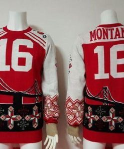 Nike 49ers #16 Joe Montana Red/White Men's Ugly Sweater
