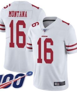 Nike 49ers #16 Joe Montana White Men's Stitched NFL 100th Season Vapor Limited Jersey