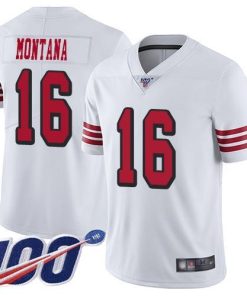 Nike 49ers #16 Joe Montana White Rush Men's Stitched NFL Limited 100th Season Jersey