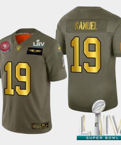 Nike 49ers #19 Deebo Samuel Men's Olive Gold Super Bowl LIV 2020 2019 Salute To Service NFL 100 Limited Jersey