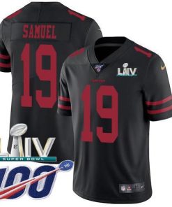 Nike 49ers #19 Deebo Samuel Black Super Bowl LIV 2020 Alternate Men's Stitched NFL 100th Season Vapor Limited Jersey
