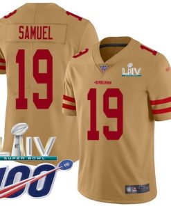 Nike 49ers #19 Deebo Samuel Gold Super Bowl LIV 2020 Men's Stitched NFL Limited Inverted Legend 100th Season Jersey