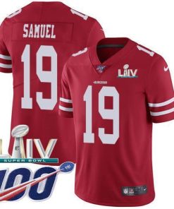 Nike 49ers #19 Deebo Samuel Red Super Bowl LIV 2020 Team Color Men's Stitched NFL 100th Season Vapor Limited Jersey