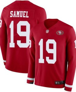 Nike 49ers #19 Deebo Samuel Red Team Color Men's Stitched NFL Limited Therma Long Sleeve Jersey