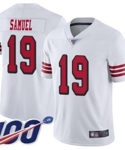 Nike 49ers #19 Deebo Samuel White Rush Men's Stitched NFL Limited 100th Season Jersey