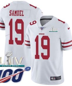 Nike 49ers #19 Deebo Samuel White Super Bowl LIV 2020 Men's Stitched NFL 100th Season Vapor Limited Jersey