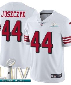 Nike 49ers #44 Kyle Juszczyk White Super Bowl LIV 2020 Rush Men's Stitched NFL Vapor Untouchable Limited Jersey