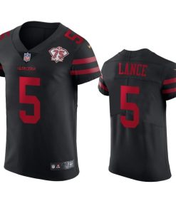 Nike 49ers #5 Trey Lance Black Alternate Men's 75th Anniversary Stitched NFL Vapor Untouchable Elite Jersey