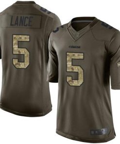Nike 49ers #5 Trey Lance Green Men's Stitched NFL Limited 2015 Salute To Service Jersey