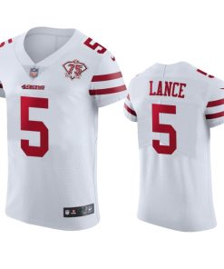Nike 49ers #5 Trey Lance White Men's 75th Anniversary Stitched NFL Vapor Untouchable Elite Jersey