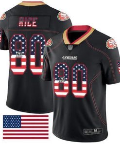 Nike 49ers #80 Jerry Rice Black Men's Stitched NFL Limited Rush USA Flag Jersey