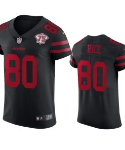 Nike 49ers #80 Jerry Rice Black Alternate Men's 75th Anniversary Stitched NFL Vapor Untouchable Elite Jersey
