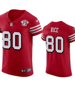 Nike 49ers #80 Jerry Rice Red Rush Men's 75th Anniversary Stitched NFL Vapor Untouchable Elite Jersey