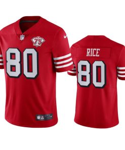 Nike 49ers #80 Jerry Rice Red Rush Men's 75th Anniversary Stitched NFL Vapor Untouchable Limited Jersey