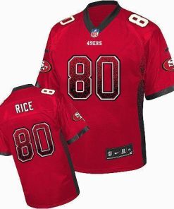 Nike 49ers #80 Jerry Rice Red Team Color Men's Stitched NFL Elite Drift Fashion Jersey