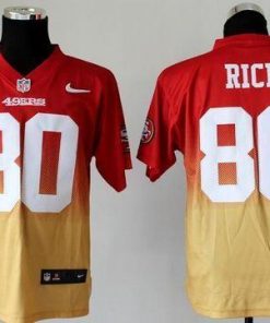 Nike 49ers #80 Jerry Rice Red/Gold Men's Stitched NFL Elite Fadeaway Fashion Jersey