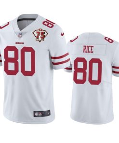 Nike 49ers #80 Jerry Rice White Men's 75th Anniversary Stitched NFL Vapor Untouchable Limited Jersey
