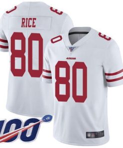 Nike 49ers #80 Jerry Rice White Men's Stitched NFL 100th Season Vapor Limited Jersey
