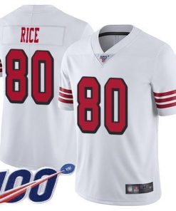 Nike 49ers #80 Jerry Rice White Rush Men's Stitched NFL Limited 100th Season Jersey