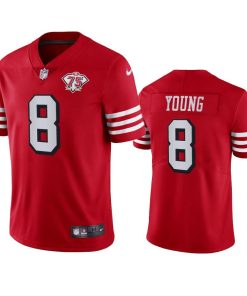 Nike 49ers #8 Steve Young Red Rush Men's 75th Anniversary Stitched NFL Vapor Untouchable Limited Jersey