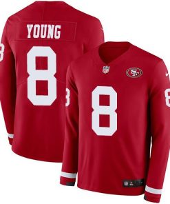Nike 49ers #8 Steve Young Red Team Color Men's Stitched NFL Limited Therma Long Sleeve Jersey