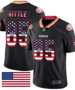 Nike 49ers #85 George Kittle Black Men's Stitched NFL Limited Rush USA Flag Jersey