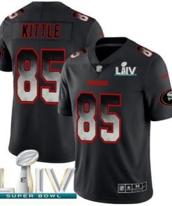 Nike 49ers #85 George Kittle Black Super Bowl LIV 2020 Men's Stitched NFL Vapor Untouchable Limited Smoke Fashion Jersey