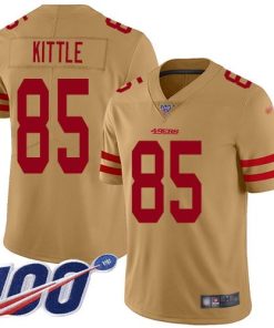 Nike 49ers #85 George Kittle Gold Men's Stitched NFL Limited Inverted Legend 100th Season Jersey