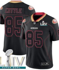 Nike 49ers #85 George Kittle Lights Out Black Super Bowl LIV 2020 Men's Stitched NFL Limited Rush Jersey