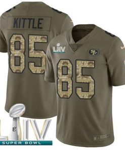 Nike 49ers #85 George Kittle Olive/Camo Super Bowl LIV 2020 Men's Stitched NFL Limited 2017 Salute To Service Jersey