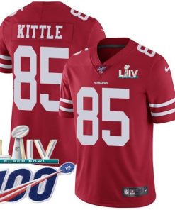 Nike 49ers #85 George Kittle Red Super Bowl LIV 2020 Team Color Men's Stitched NFL 100th Season Vapor Limited Jersey