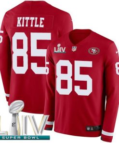 Nike 49ers #85 George Kittle Red Super Bowl LIV 2020 Team Color Men's Stitched NFL Limited Therma Long Sleeve Jersey