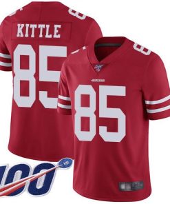 Nike 49ers #85 George Kittle Red Team Color Men's Stitched NFL 100th Season Vapor Limited Jersey