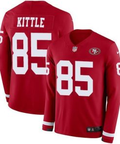 Nike 49ers #85 George Kittle Red Team Color Men's Stitched NFL Limited Therma Long Sleeve Jersey