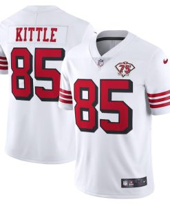 Nike 49ers #85 George Kittle White Rush Men's 75th Anniversary Stitched NFL Vapor Untouchable Limited Jersey