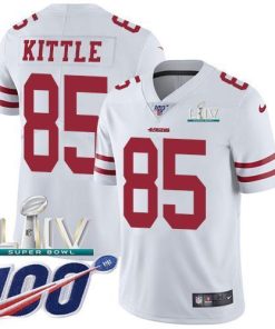 Nike 49ers #85 George Kittle White Super Bowl LIV 2020 Men's Stitched NFL 100th Season Vapor Limited Jersey