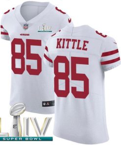 Nike 49ers #85 George Kittle White Super Bowl LIV 2020 Men's Stitched NFL Vapor Untouchable Elite Jersey