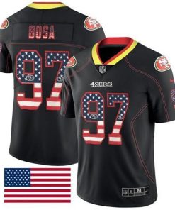 Nike 49ers #97 Nick Bosa Black Men's Stitched NFL Limited Rush USA Flag Jersey