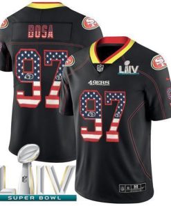 Nike 49ers #97 Nick Bosa Black Super Bowl LIV 2020 Men's Stitched NFL Limited Rush USA Flag Jersey