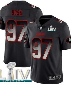 Nike 49ers #97 Nick Bosa Black Super Bowl LIV 2020 Men's Stitched NFL Vapor Untouchable Limited Smoke Fashion Jersey